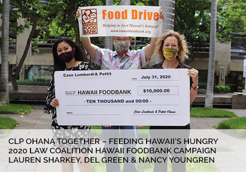 image of CLP attorneys donating money to the Hawaii Food Bank